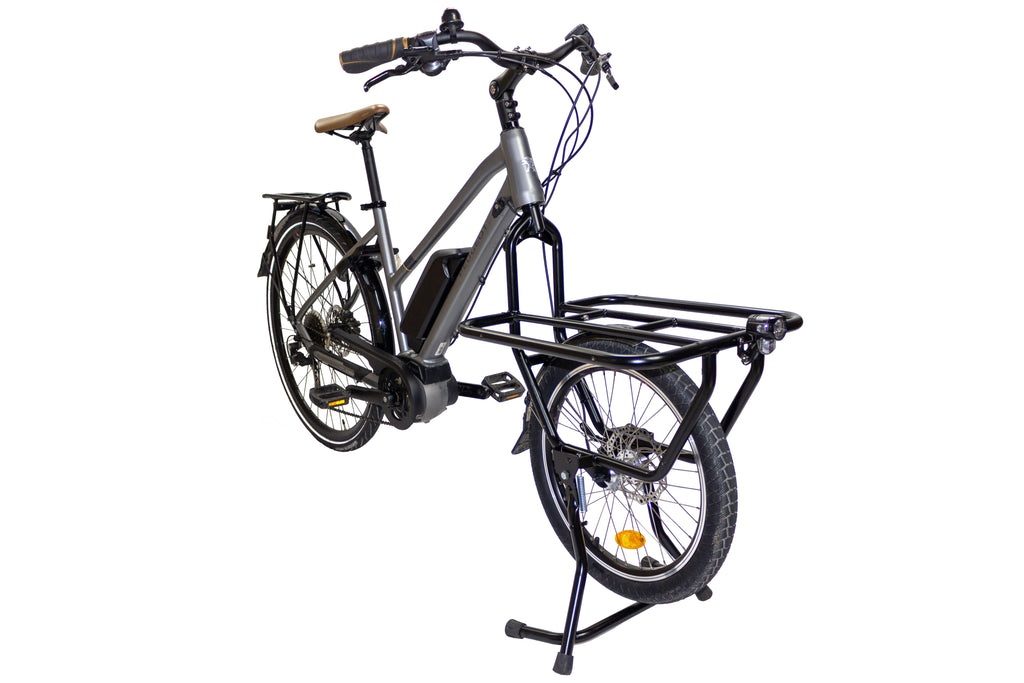 Vélo de ville Peugeot équipé d'une Fourche cargo JoKer Mini 